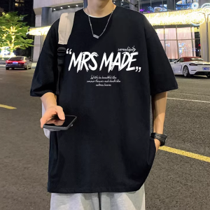 Men's short-sleeved T-shirt, summer 2026 new style, American high street fashion brand, loose fit, heavyweight pure cotton T-shirt.