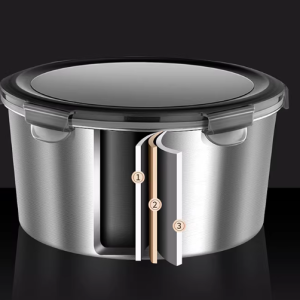 Food-Grade 304 Stainless Steel Airtight Food Container — Round Lunchbox, Takeout Box, Soup Container, and Household Bowl with Lid