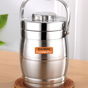 Insulated Lunch Box — Double-Layer Stainless Steel Food Container (3-Tier) with Lid — Large Capacity Portable Carrier — Bento Box for Students and Professionals